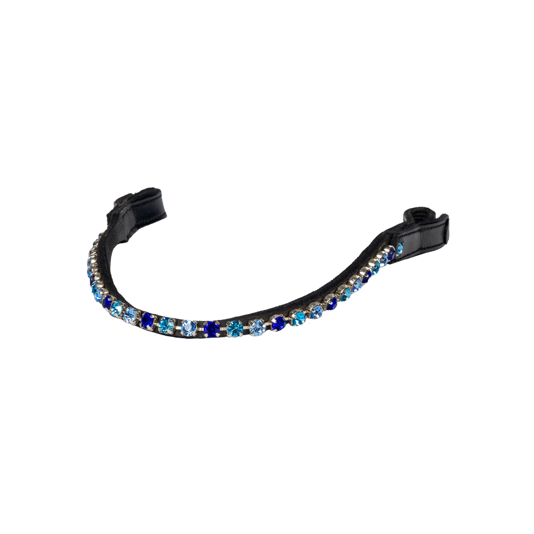 Black Browband with light and royal blue crystals 