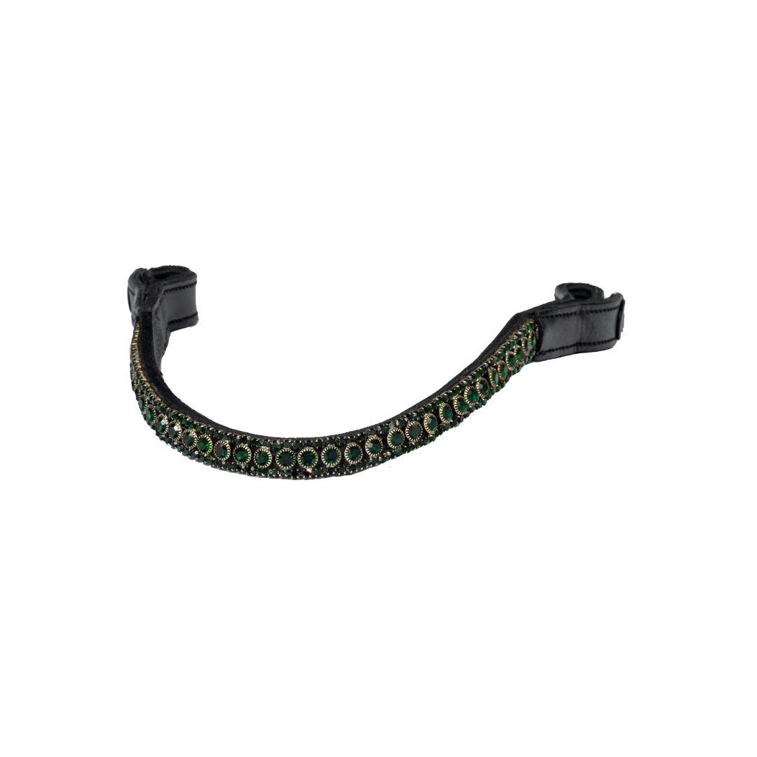 Black Browband with deep green crystals
