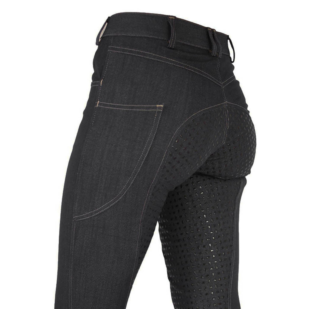 Black Bootleg Denim Riding Jeans