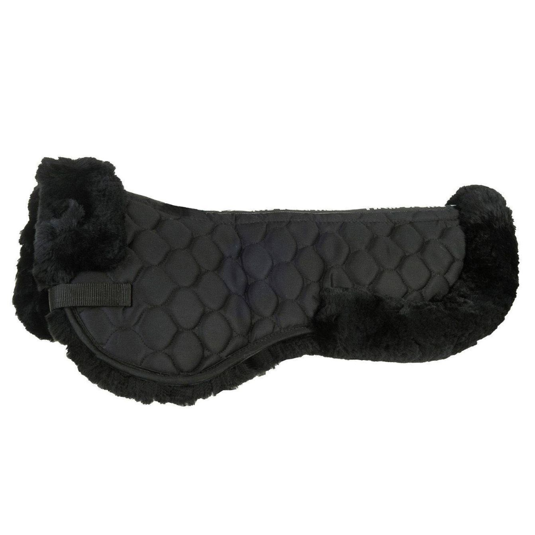 Black sheepskin corrective half saddle pad