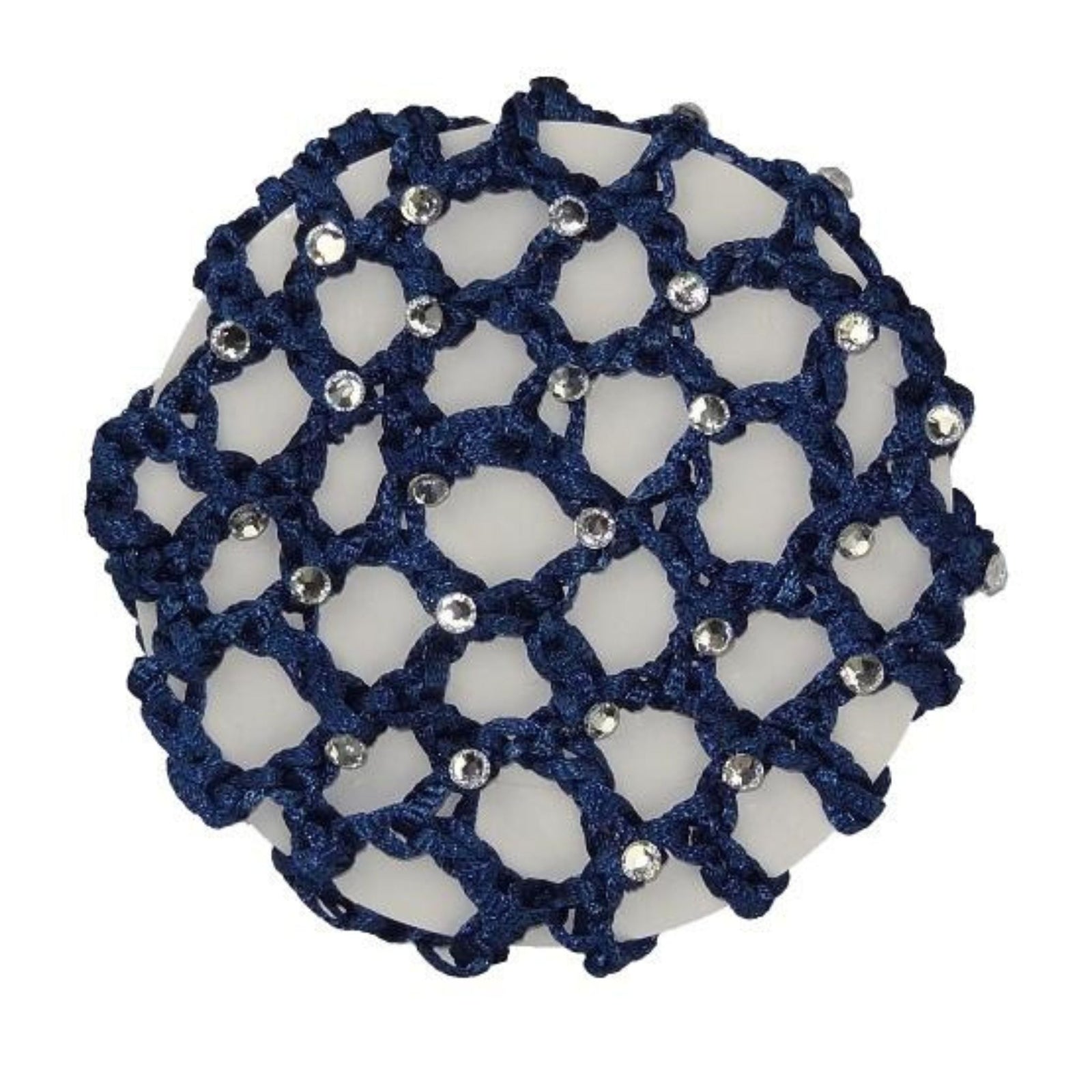 White Hair Net With Numerous Clear Diamantes, On Circular Piece Of Card.