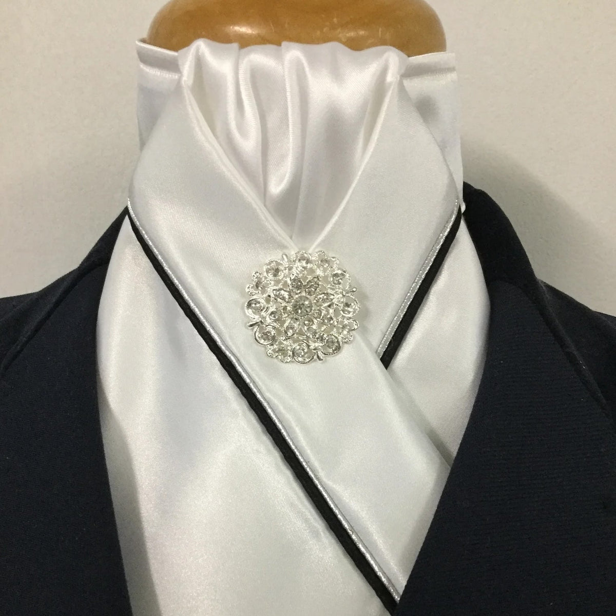Stock Tie with Silver and Coloured Piping