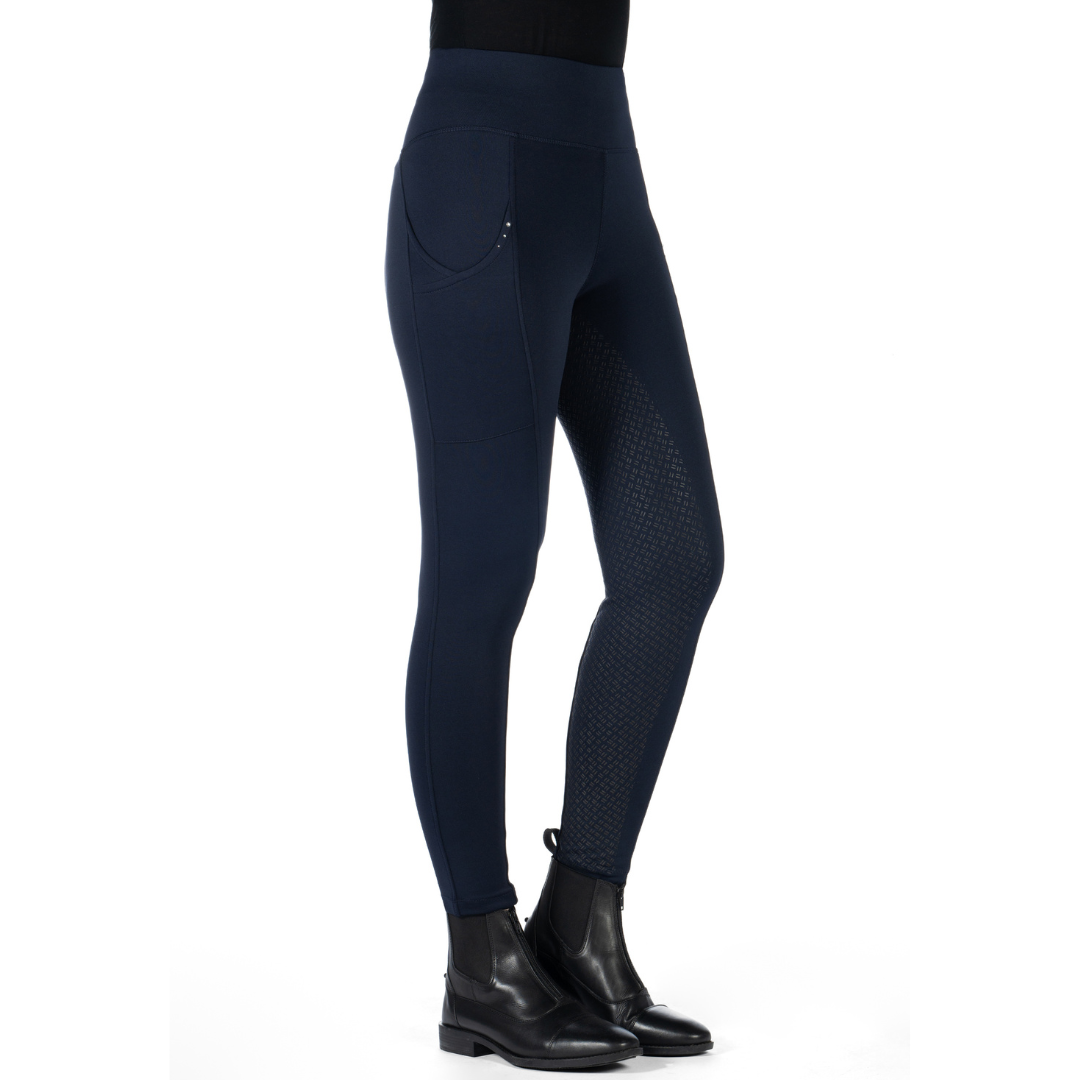 Warm winter fleecy horse riding tights with shaping waistband