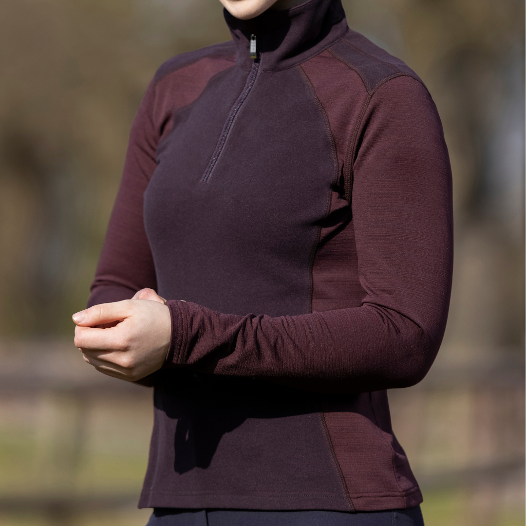 burgundy winter riding top
