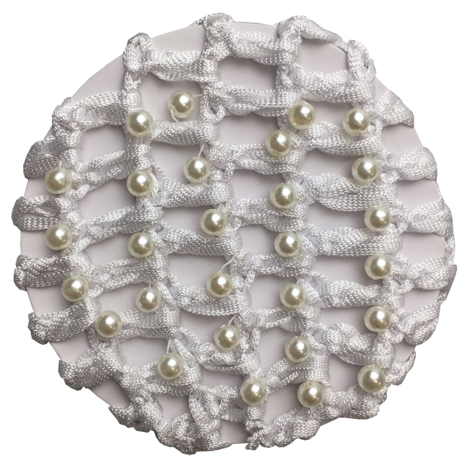 Navy Hair Net With White Pearls.