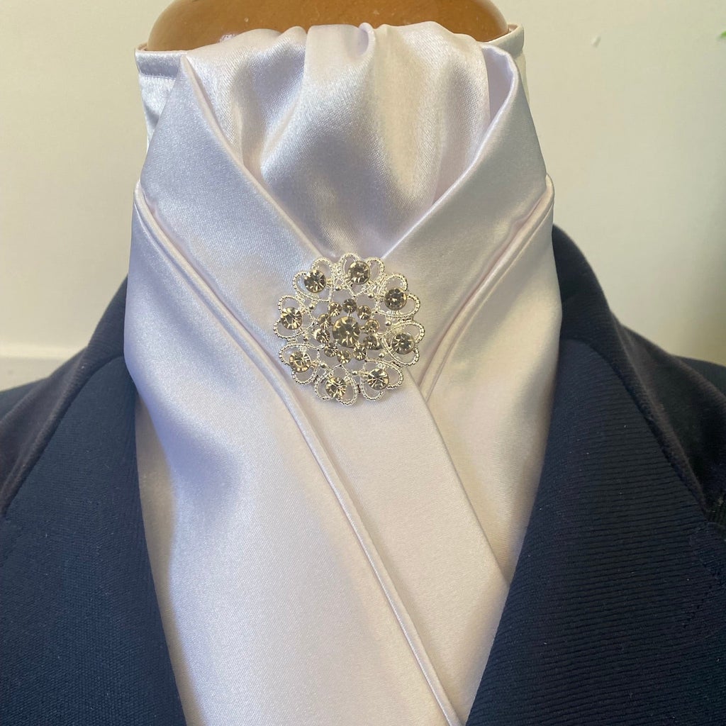 White Stock Tie with Silver Pin
